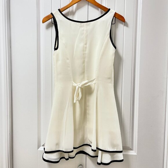 Vintage Tiered Dress with Satin Accents Cream Black – Small - Picture 5 of 9